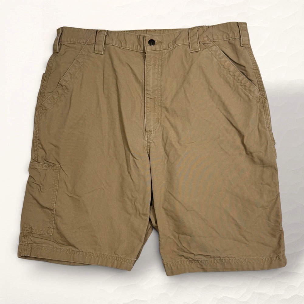 Carhartt Carpenter Shorts Loose Fit B147 DKH Canvas Mens 38 Tan Workwear Utility